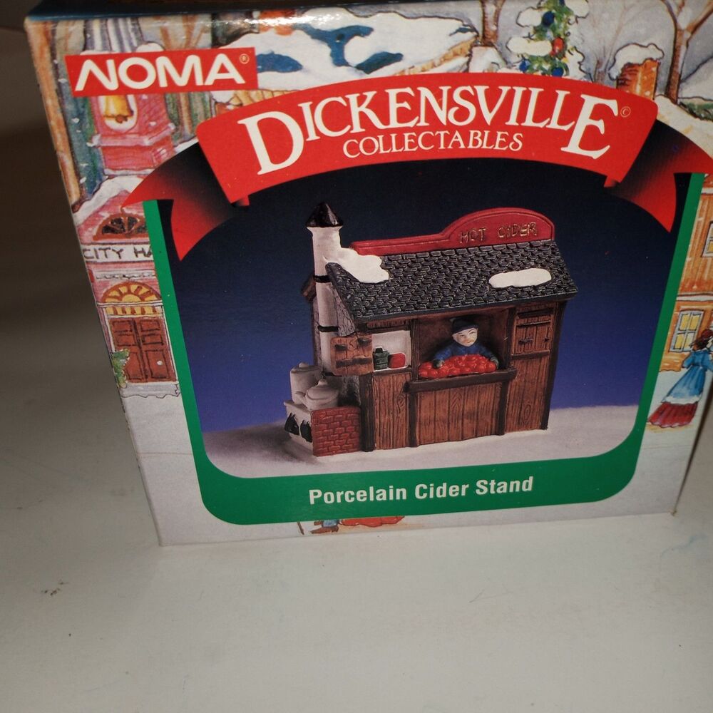 Noma Dickensville 1995 Lighted Apple Cider Stand Vintage Porcelain House NIB